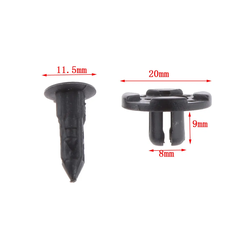 50pcs 8mm Hole Nylon Rivets Fastener Bumper Fender Push Type Clips 01553-09321 for Nissan
