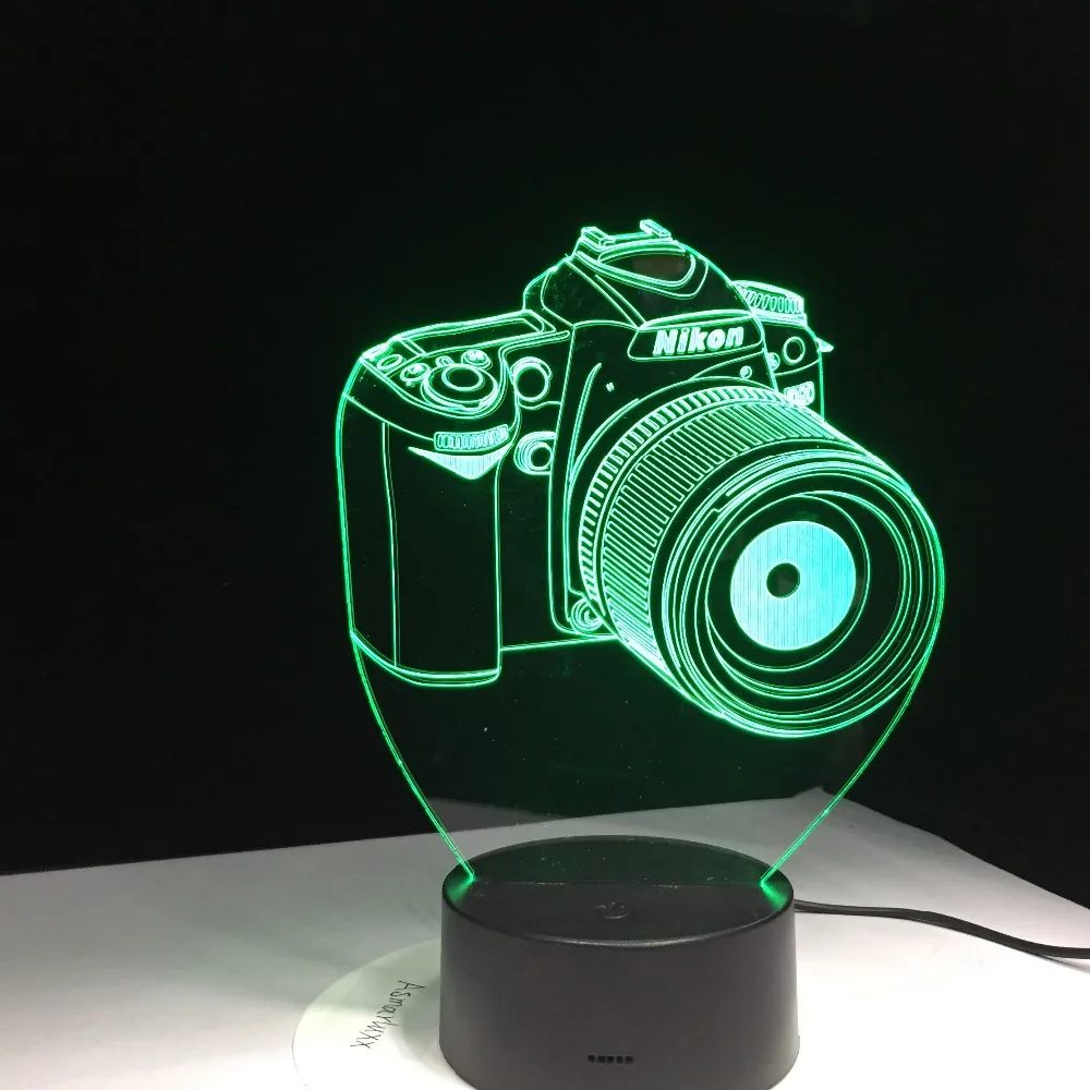 الجدة هدايا 3D الاكريليك الترفيه كاميرا الوهم LED مصباح USB ضوء الجدول RGB ضوء الليل رومانسية السرير الديكور مصباح