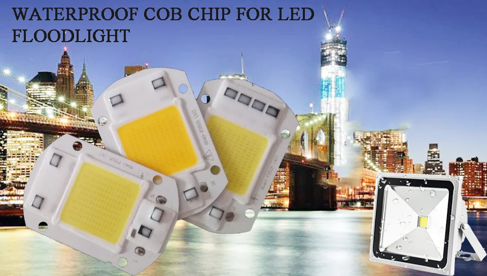 IP65 светодиодный COB Чип реальные Мощность 20 Вт 30 Вт 50 Вт светодиодный заменить чип Встроенный Smart IC драйвера, пригодный для DIY прожектор заливающего света лампада