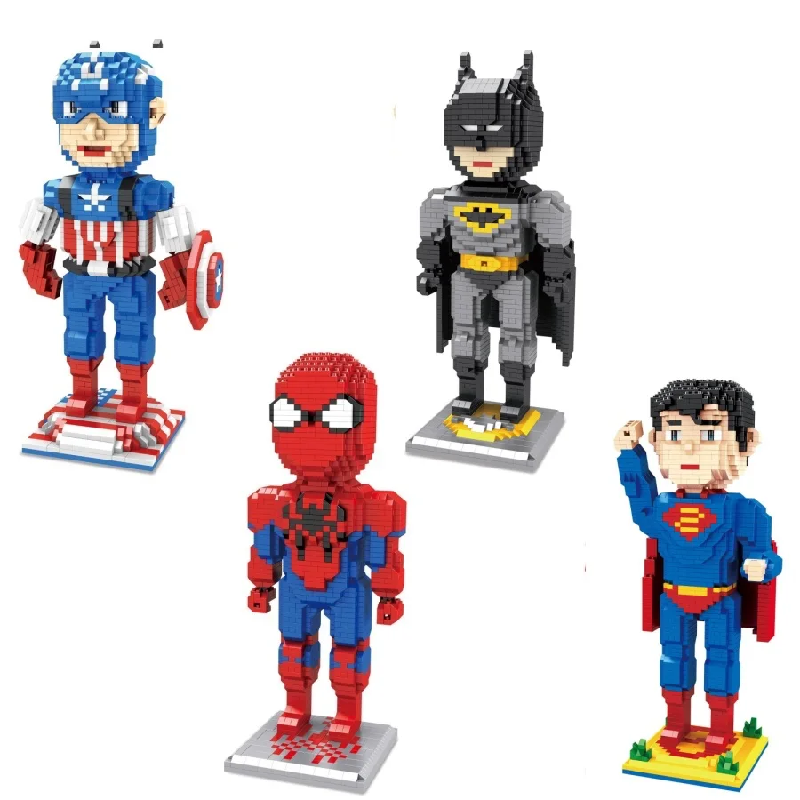 

Magic building blocks Big size Super hero Cartoon Building toys Auction Figures Anime Superman Model Toys for Kids Cute Gifts