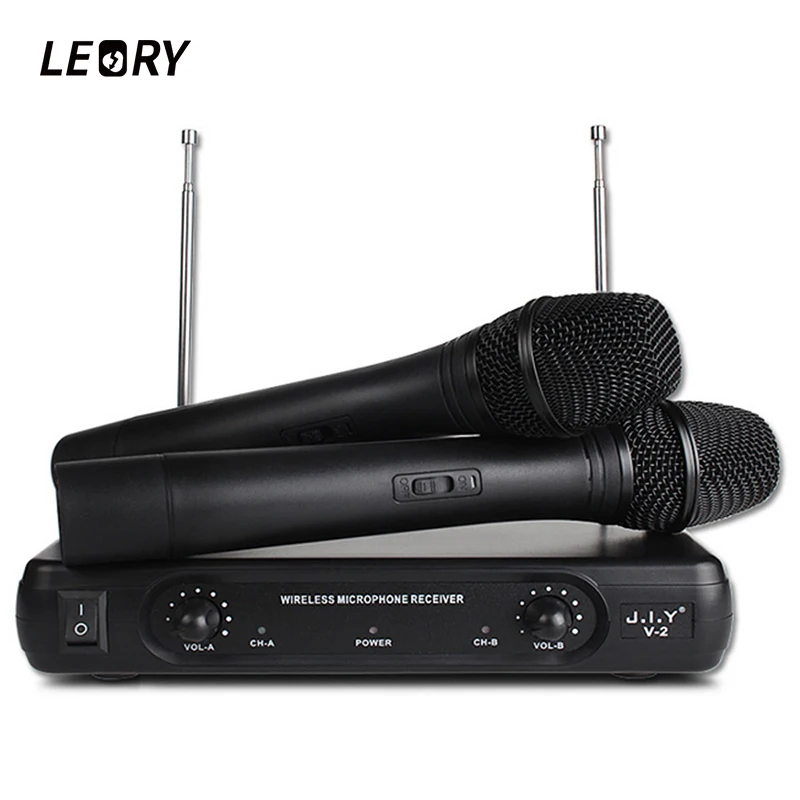 LEORY Professional Wireless Microphone System Dual Handheld 2 x Mic