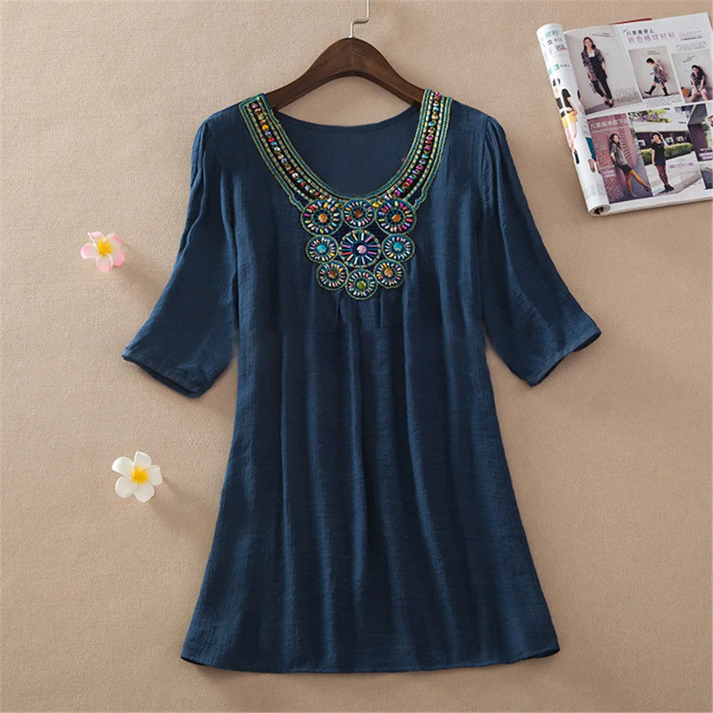 Autumn Women Blouse Plus Size 3XL Woman Clothing Autumn Brand Embroidery Blouse Shirt Casual Loose Oversized Top Chemise Femme (1)