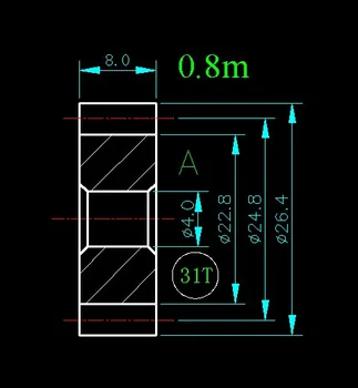 

0.8m 31T/Hole 4mm 5mm 6mm 8mm/width 8mm/For Meat Grinder Parts etc.