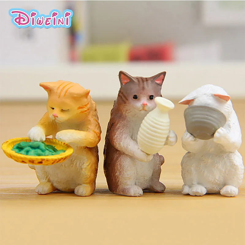 

Lifestyle Cats Figures Cartoon Kitten Animal model Miniature Figurine Girl Boy toys baby Pet toy home decoration Resin craft
