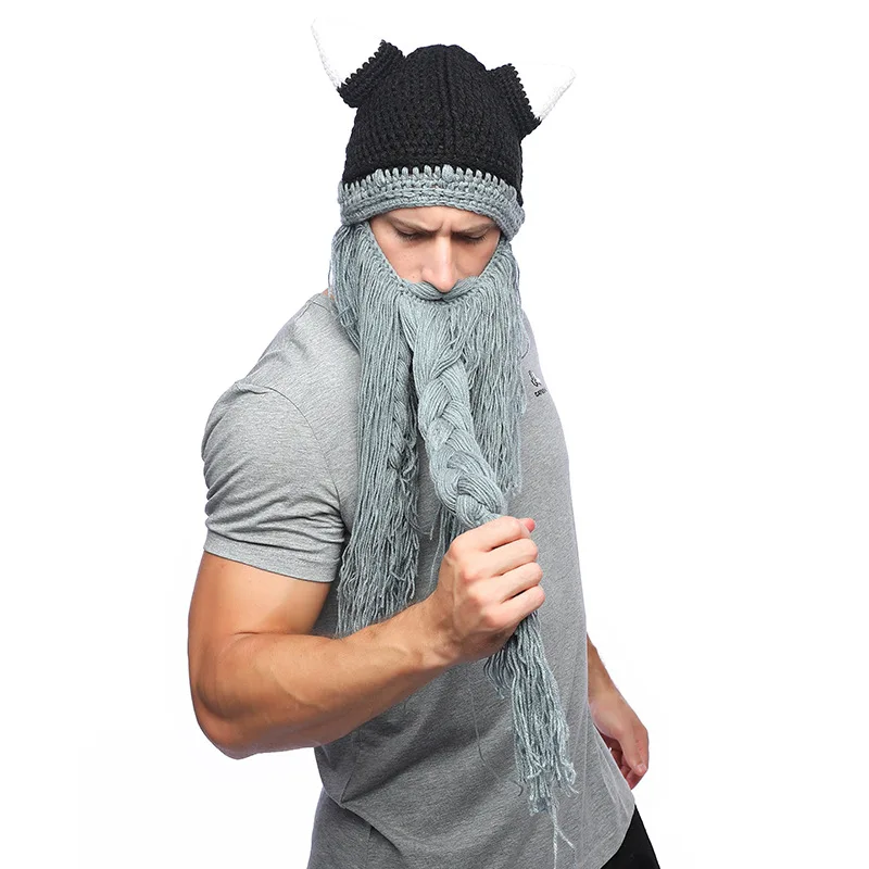 Любимые мужские варвары Vagabond Viking Beanie роговые шапки ручной работы зимние теплые подарки на день рождения крутые забавные кляп шапка на Хэллоуин