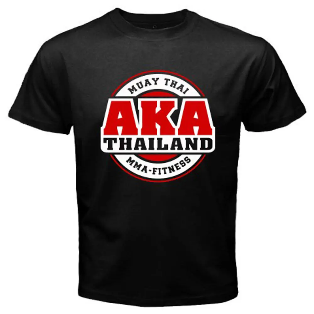 

Aka Thailand Gym Logo Muay Thai Mma Kick Boxing Men'S Black T-Shirt Summer 2019 Short Sleeve Tops T Shirt Homme American T Shirt