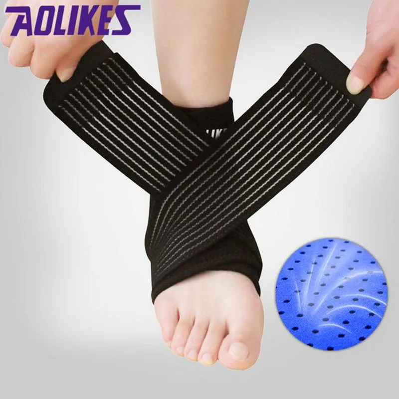 Pressurized breathable ankle support straps double wound ankle guard soccer protective sports