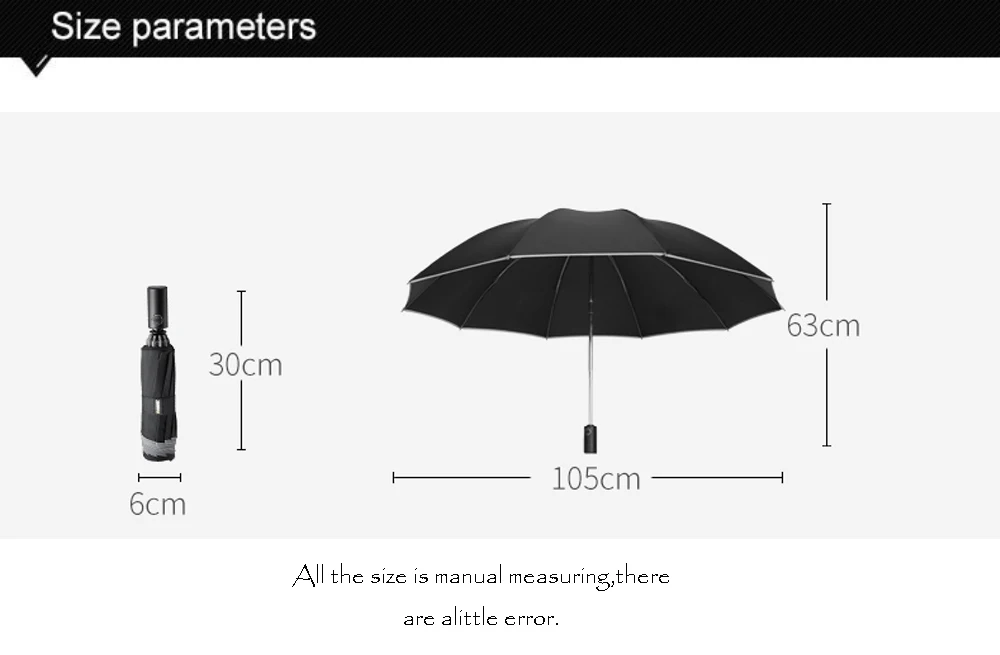 Большой светоотражающий обратный зонтик для автомобиля, бизнес складной зонт от дождя для мужчин и женщин, автоматический обратный зонтик, сильные