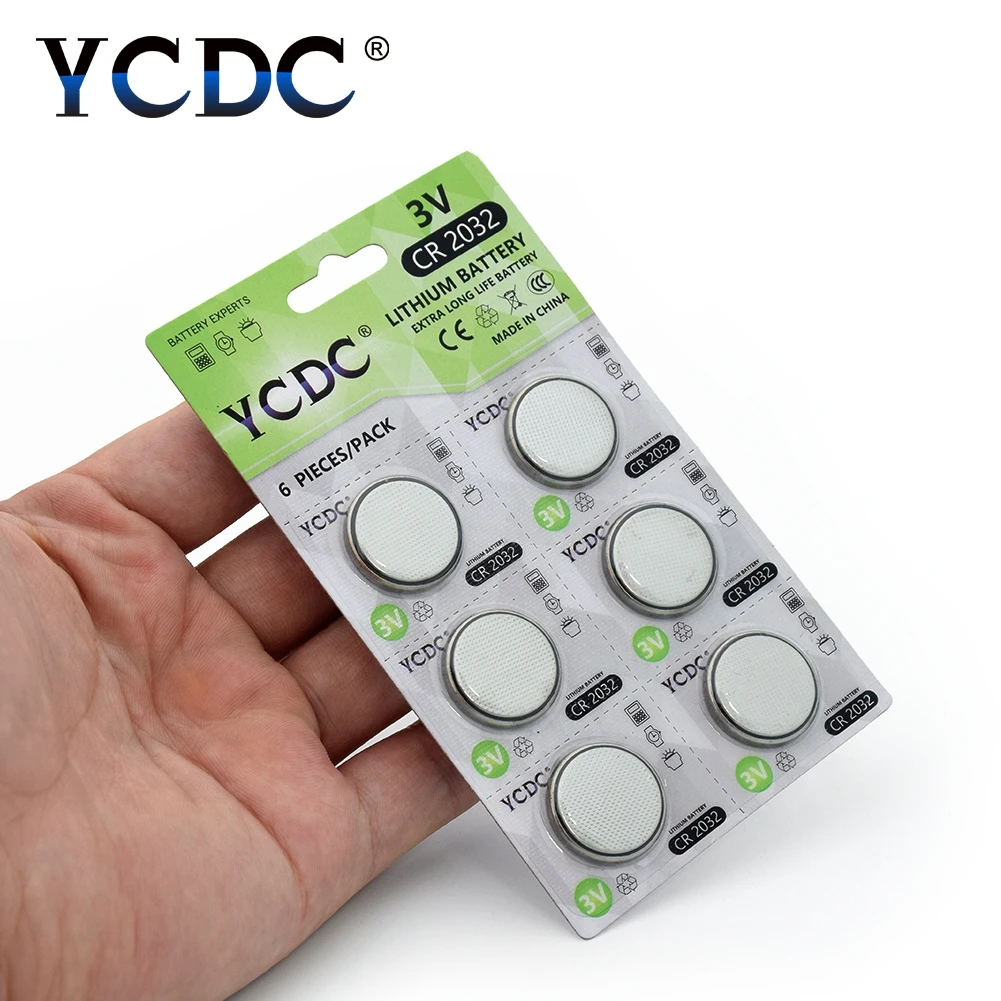 YCDC CR2032 батарейка для монет DL2032 ECR2032 BR2032 Литиевые кнопочные батареи CR 2032 3V часов
