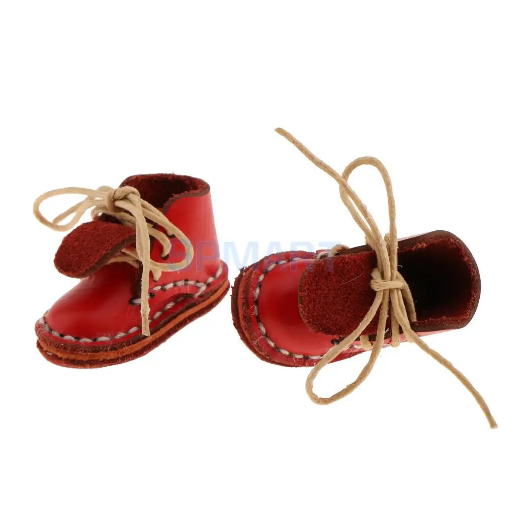 Pair of Fashion Shoes PU Leather Lace up Boots Shoes for 12'' Blythe Doll Clothes