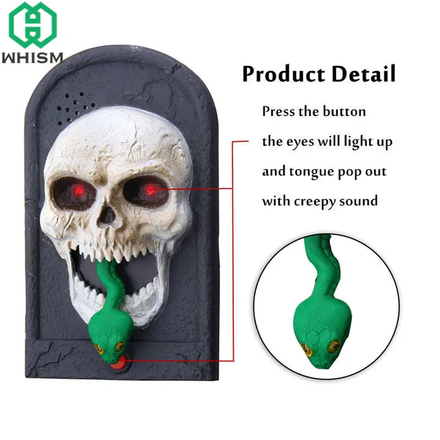 whism squelette halloween spooky doorbell plastic witch skull vampire tongue out sound door bell for home - Squelette Halloween whism squelette halloween spooky doorbell plastic witch skull vampire tongue out sound door bell for home - Squelette Halloween