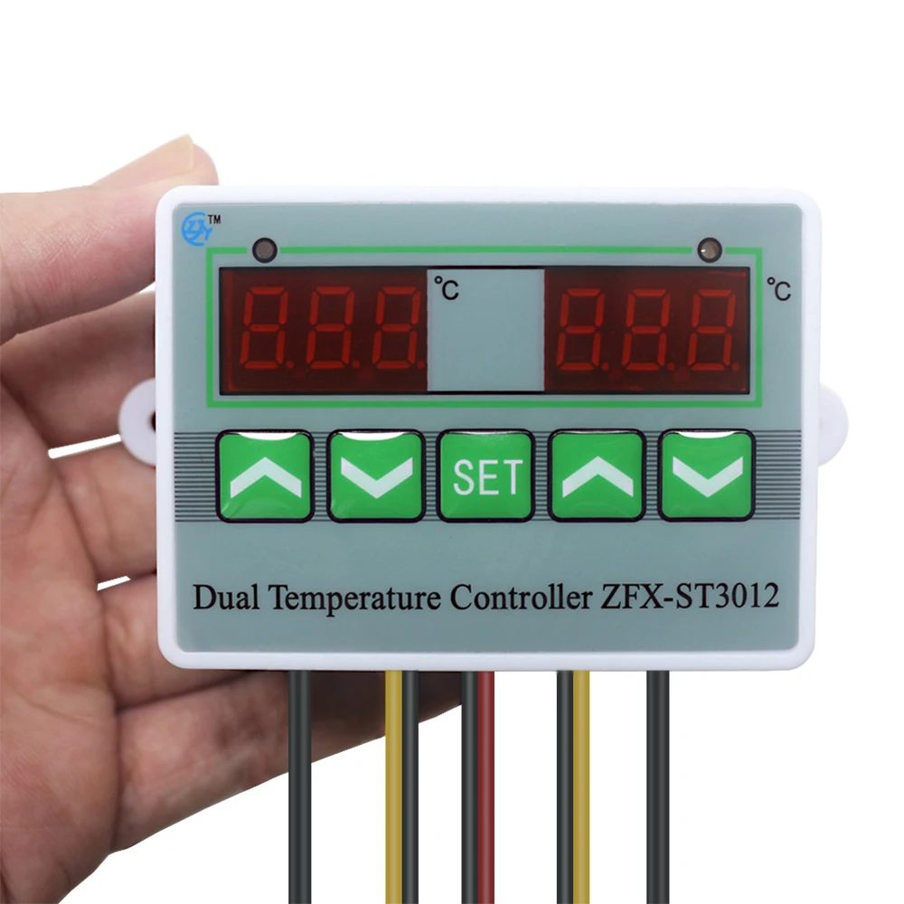 110 В 220 в 12 В цифровой термостат двойной контроль температуры Лер контроль температуры переключатель для Аквариум инкубатор-50~ 110C+ 2 зонда