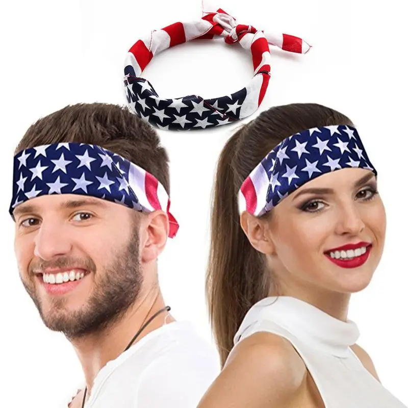 50x50 см унисекс хлопок спортивный Карманный квадратный шарф американский флаг полосы Звезда головная повязка с принтом Бандана Хип-хоп браслет обертка для волос