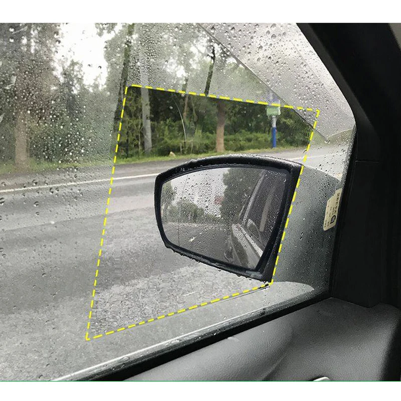 

2pcs Car Window Glass Rain Film Protective Film Anti Fog Window Clear Rainproof Rear View Mirror Protective Soft Film universal