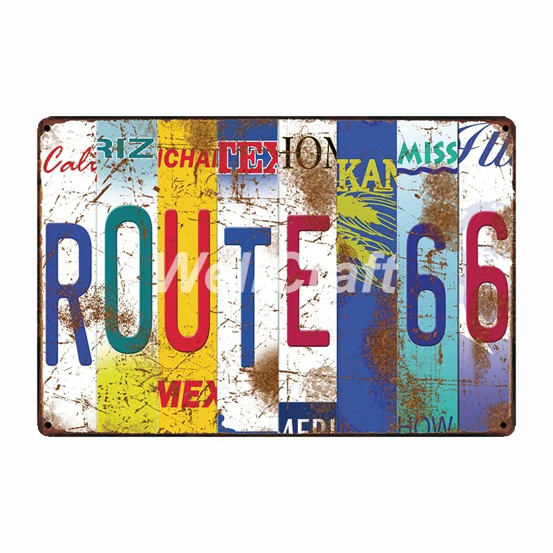 [WellCraft] Route 66 LIVE TO RIDE Motor oil металлические знаки настенный плакат декор для интернет