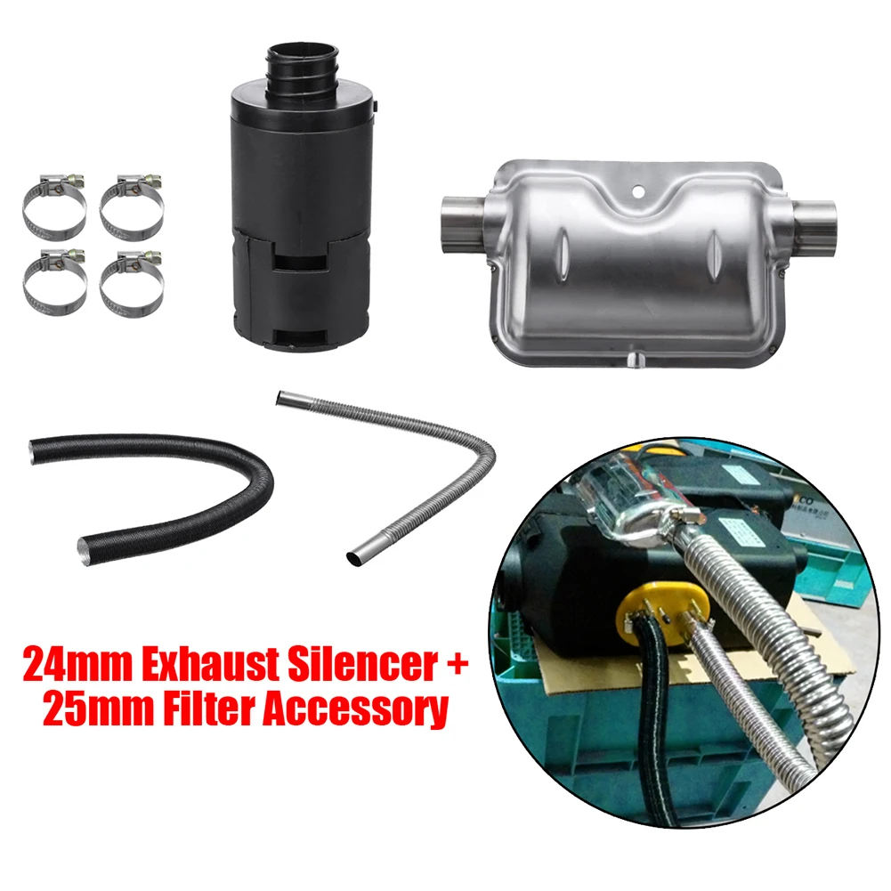 Kecheer Air Diesel Heater Accessory 24mm Exhaust Silencer Filter Exhaust Kit Intake Pipe Set Car Accessories