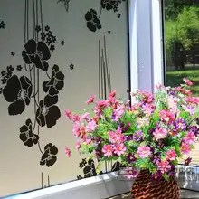 60*100 см черный цветок Непрозрачный замороженный оконные пленки виниловые статические цепляются самоклеющиеся личные стеклянные наклейки