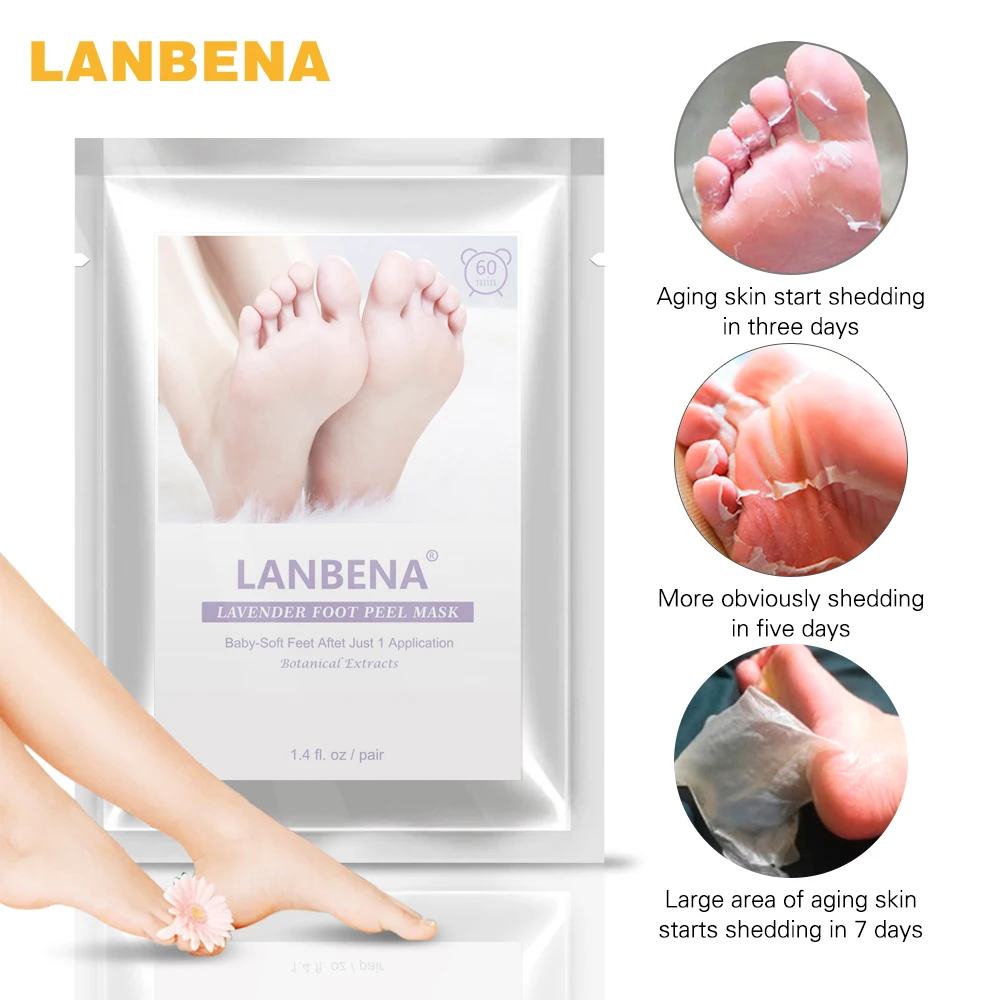 LANBENA 1 шт. Лавандовая маска для пилинга ног только необходимо тщательно удалить омертвевшую кожу в течение 2-7 дней маска для ног пилинг кутикулы пятки