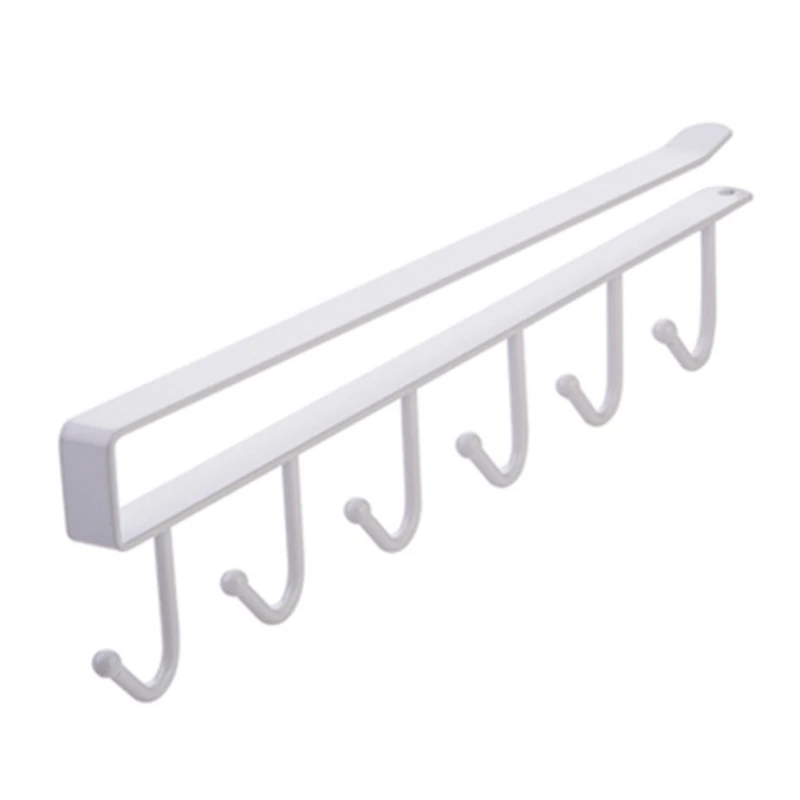 2019New Storage Holder Ceiling Hanging Rod Wall Metal Cabinet Hanging Rack Bathroom Kitchen Organization Free Nail Seamless Hook - Цвет: WT