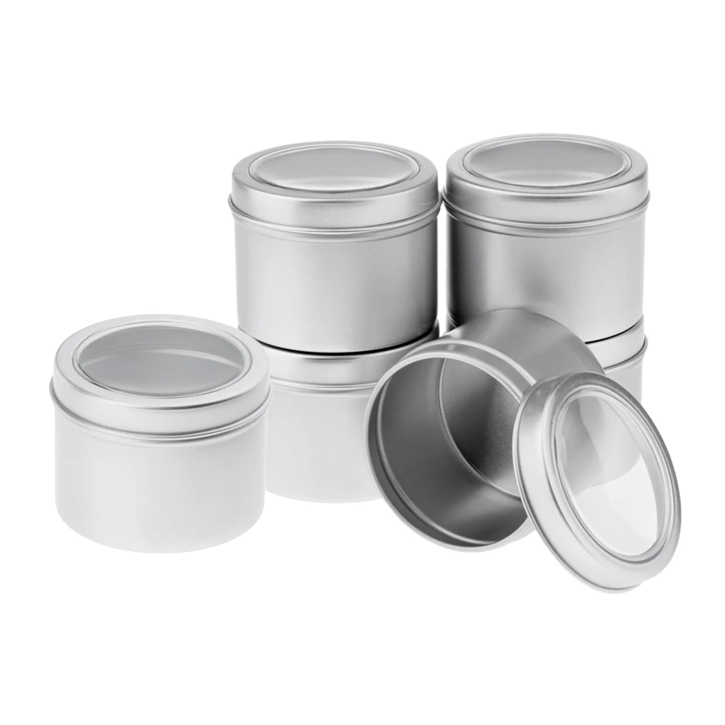 House Care Tidy Tools 6pcs Home Office Storage Containers Aluminum Tins Metal Jars Box Screw Lid 60x46mm