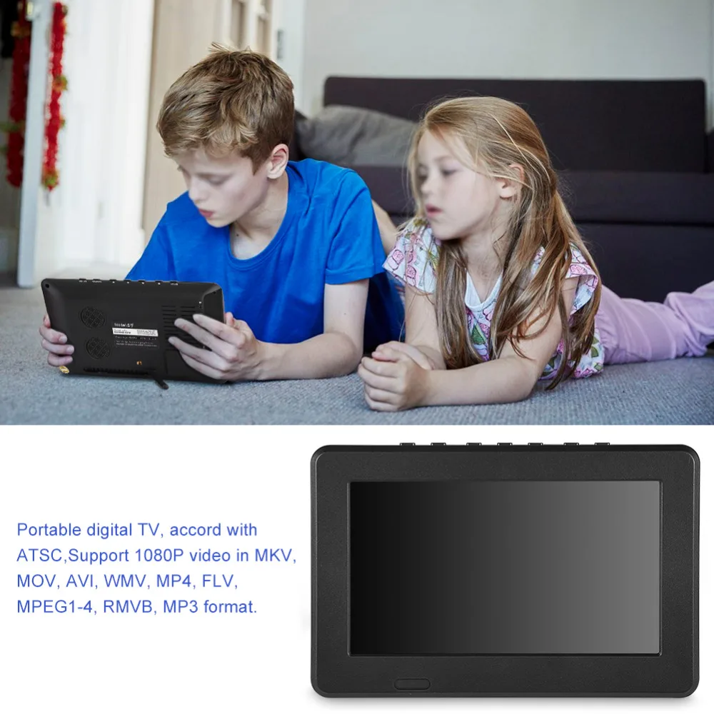 LEADSTAR портативный ATSC 7 дюймов 16:9 цифровое телевидение ТВ TFT светодиодный 1080P HD HDMI видео плеер