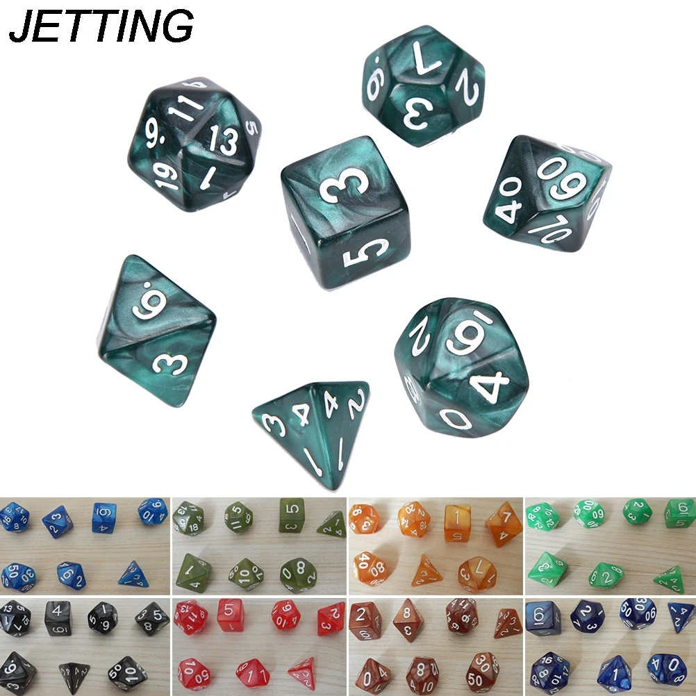 7 Pieces Gem Resin Multi-Sided Dice Polyhedral Dice Set D4 D/&D TRPG Cup Game