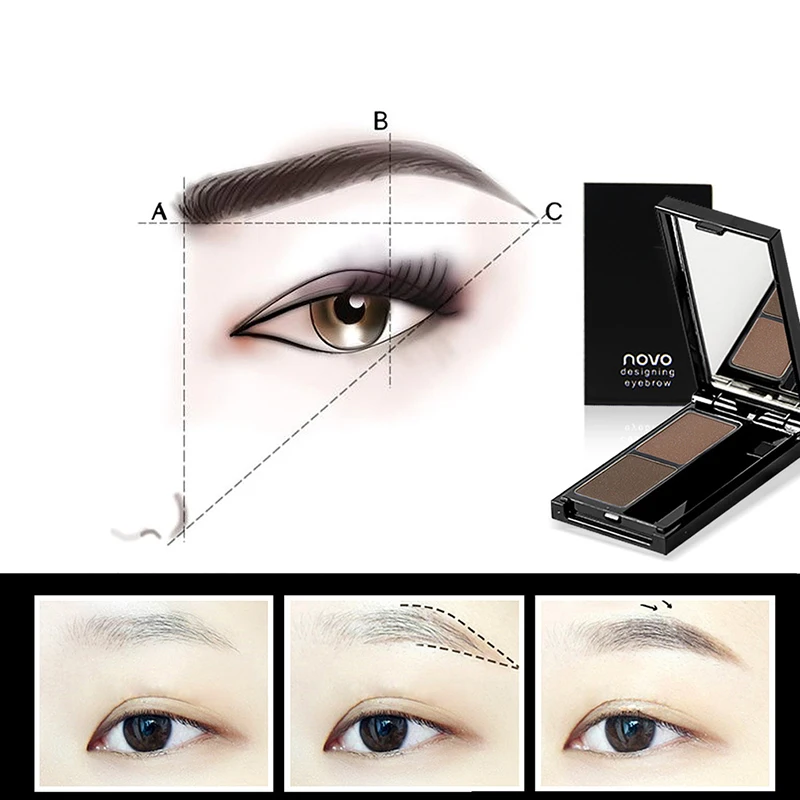 NOVO 2 Colors Eyebrow Powder Eyebrow Enhancer Eye Shadow Palette + Brush Professional Makeup Cosmetics Beauty kit NOVO 2 Colors Eyebrow Powder Eyebrow Enhancer Eye Shadow Palette + Brush Professional Makeup Cosmetics Beauty kit