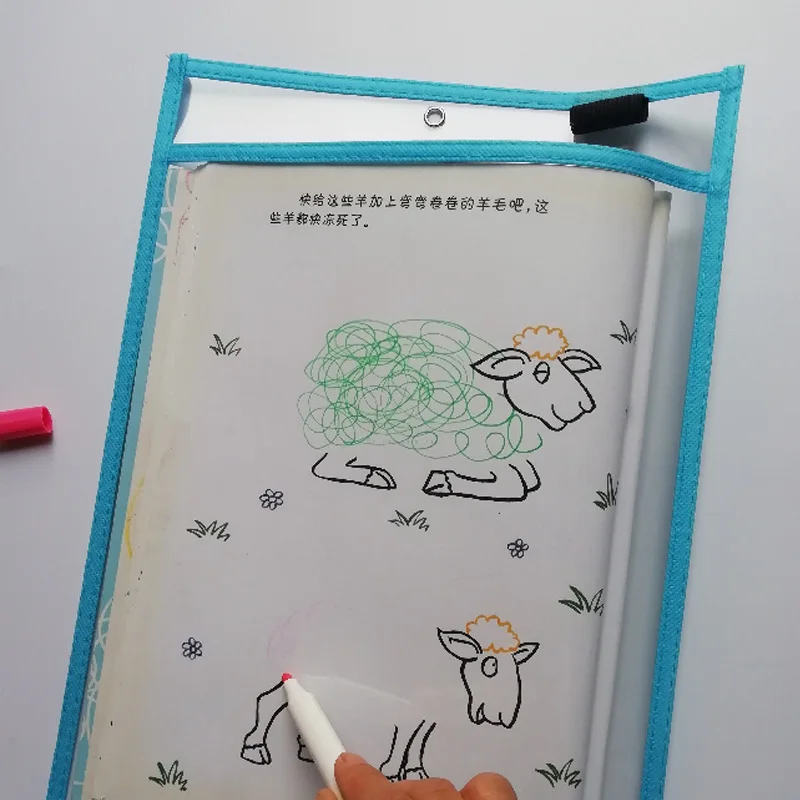 

A4 Water-based Pens Erasable Writable File Bags Folder Painting Bags With Pen Holder Student Stationery Office Supplies File Bag