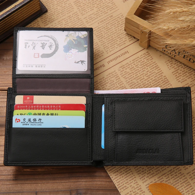 Luxury 100/% Genuine Leather Wallet Fashion Short Bifold Men Wallets Casual Solid