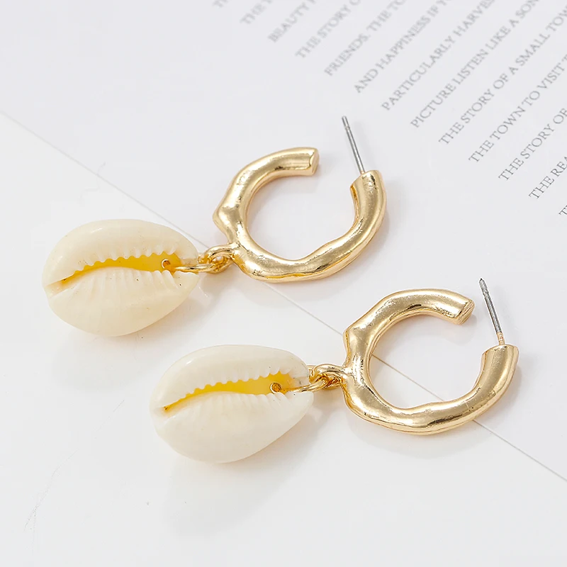 

Flashbuy Simple Shell Long Drop Earrings For Women ZA Cute Boho Earrings Wedding Party Fashion Irregular Jewelry Accessories