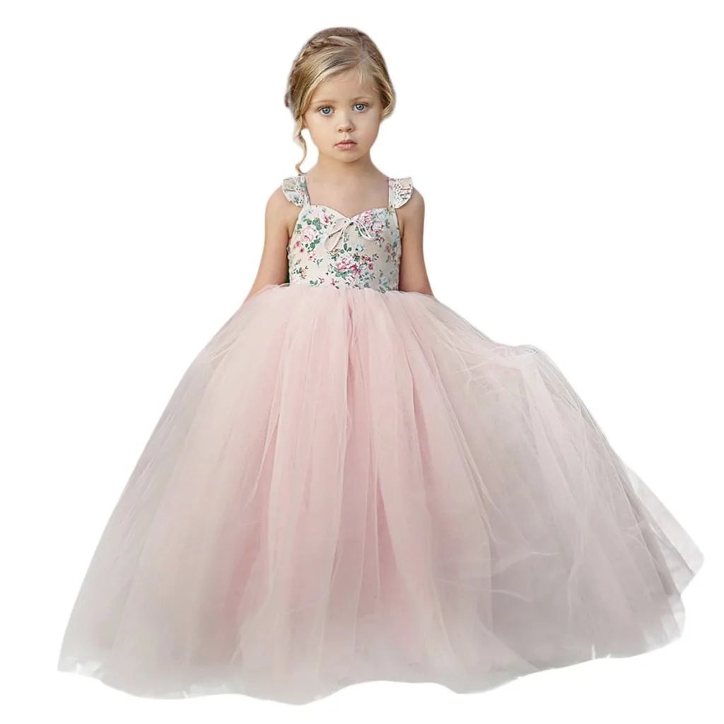 

2018 New Hot Floral children Girls Dresses clothes Princess Bridesmaid Pageant Gown Birthday Party Wedding Dress girl costume
