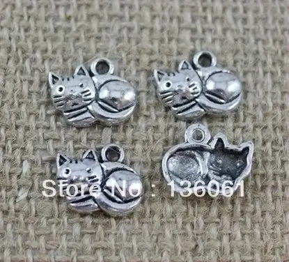 

Wholesale Fashion Antique Silver Vintage Small Cat Charms Pendants For Bracelet Necklace DIY Jewelry Making Findings 15pcsZ289
