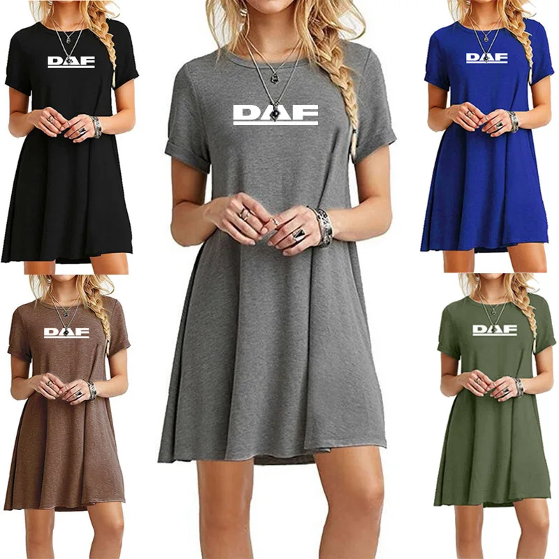 

New Women Dress Casual Summer Short Sleeve Dress Fashion Print Dress