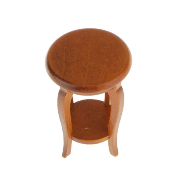 

1:12 Scale Walnut 53mm Tall Stool Dolls House Miniature Furniture Accessory Dolls House Stool Mini Walnut Wood Stool Accessory