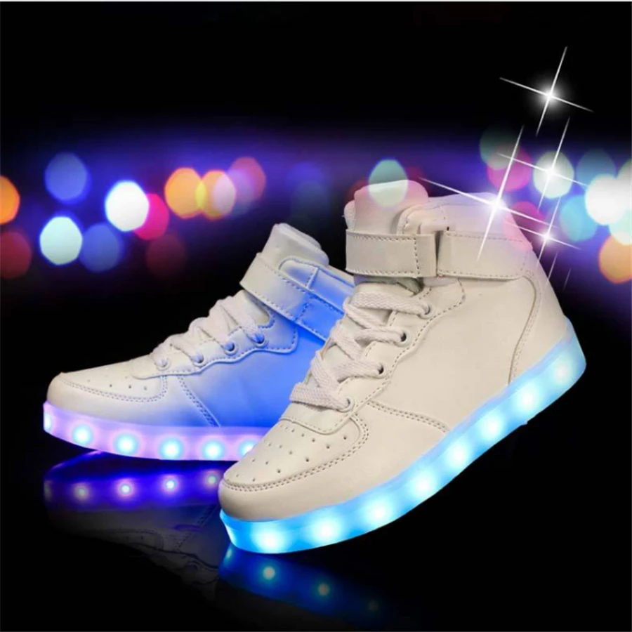 High Top Sneakers For Girls Led Luminous Sneaker With Luminous Sole Breathable Kids Shoes Light Led Girl Footwear 60Z0033