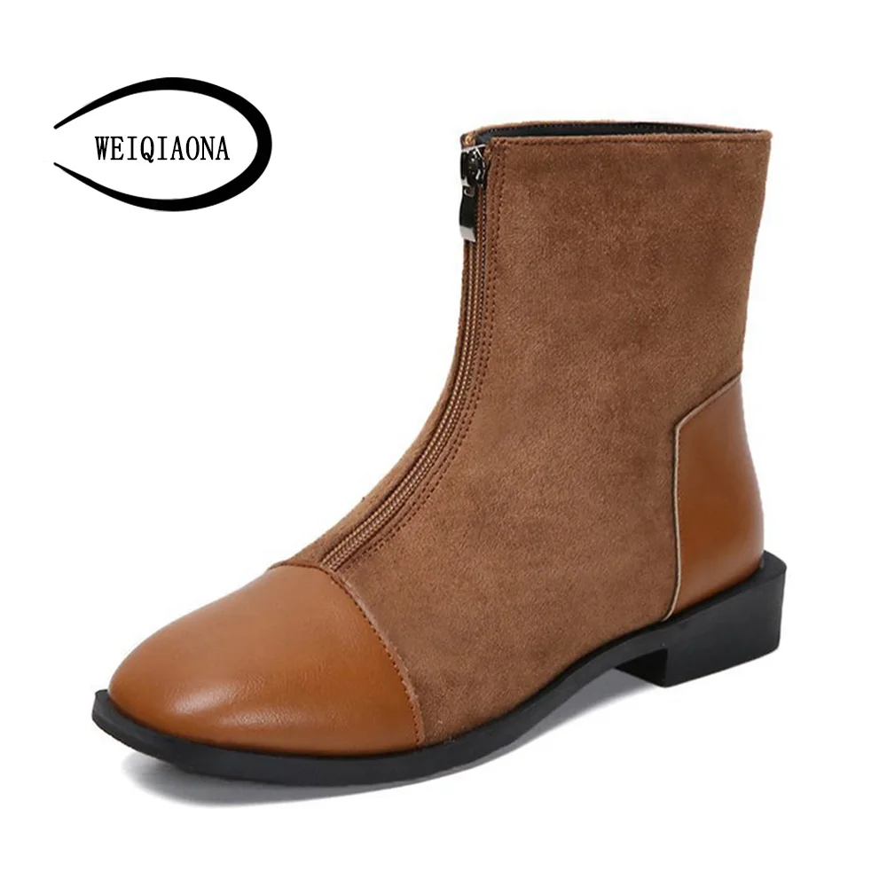 

WEIQIAONA Sexy Winter Warm Boot Women Shoes Round Toe Fashion Zipper High Low Short Boots Party Shoes Ladies Shoes