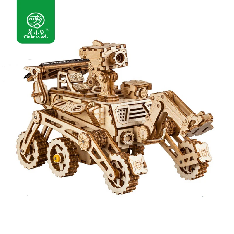 

Robud Moveable Space Hunting Solar Energy Powered Toy 3D DIY Laser Cutting Wooden Model Building Kits Gift for Children Adult LS