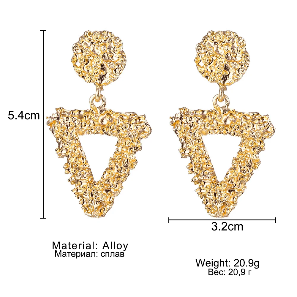 Богемные Винтажные серьги для женщин золотого цвета, геометрические массивные висячие серьги, металлические Висячие серьги, модные ювелирные изделия, тренд