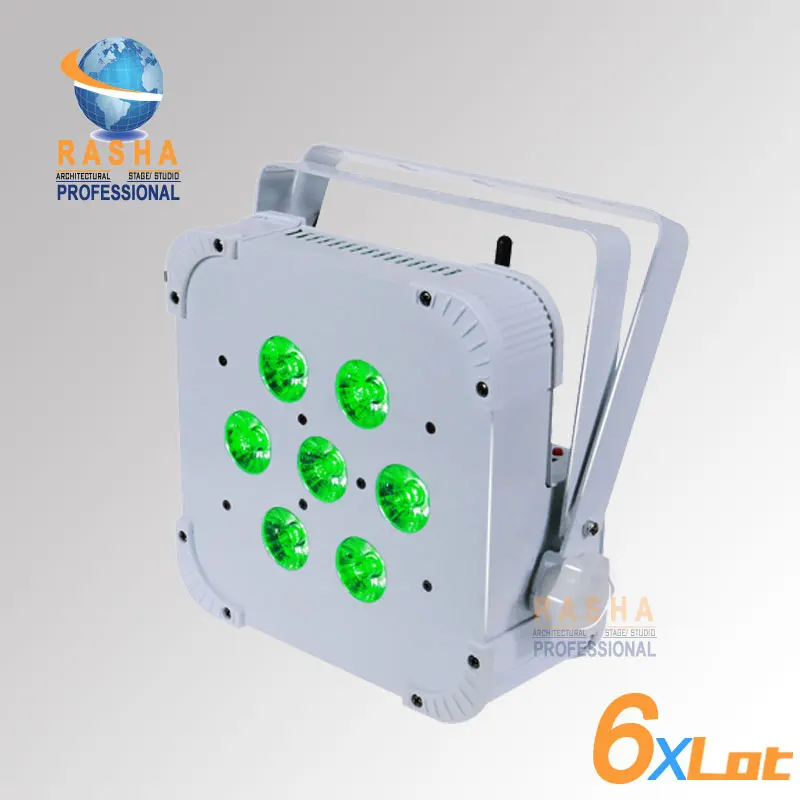 

6X Rasha Hex 6in1 RGBAW+UV Built in Wireless LED Flat Par Profile,LED Flat Slim Par Can,Disco DMX512 Stage Light