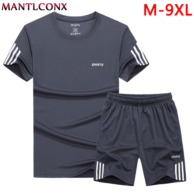 

MANTLCONX Plus Size 7XL 8XL 9XL Sportsuit Sets Men Brand Fitness Tracksuit Men Summer Sport Sets Mens Fashion Sportswear Sets