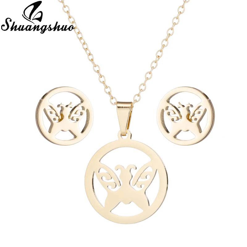 Shuangshuo Шарм браслет с бабочкой для женщин животных нержавеющая сталь звено цепи девушки браслет ювелирные изделия pulseras mujer - Окраска металла: Jewelry TZ030G