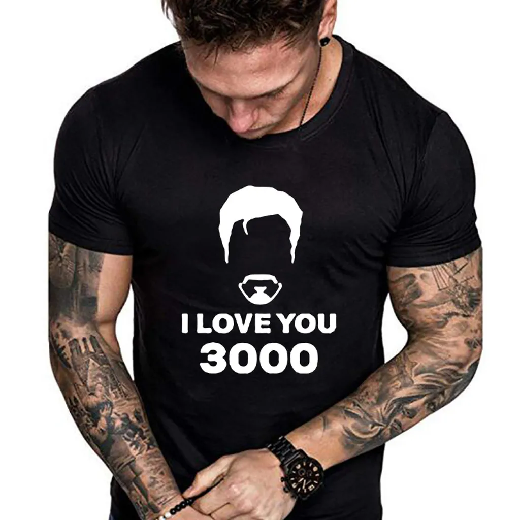 

2019 summerMen's Summer Casual Print Short Sleeve T-Shirt Gift For DAD I LOVE YOU 3000 Tops