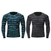 Новая камуфляжная длинная футболка для фитнеса, полиэстер, зеленый, серый, быстросохнущая одежда, плотная футболка с длинными рукавами
