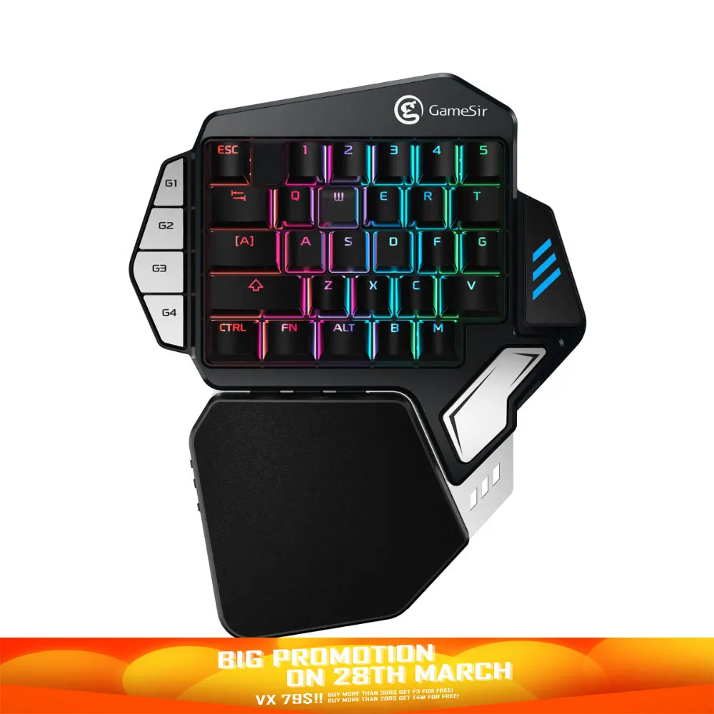 

GameSir Z1 Single Hand Gaming RGB Blacklight Mechanical Keyboard Battle Dock Consoles FPS Games for PUBG Mobile Legends PC