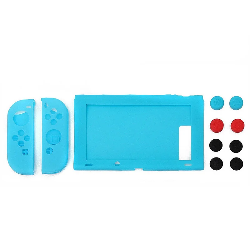 11 в 1 силиконовый чехол, совместимый с консолью nintendo Switch Joycons - Цвет: Синий