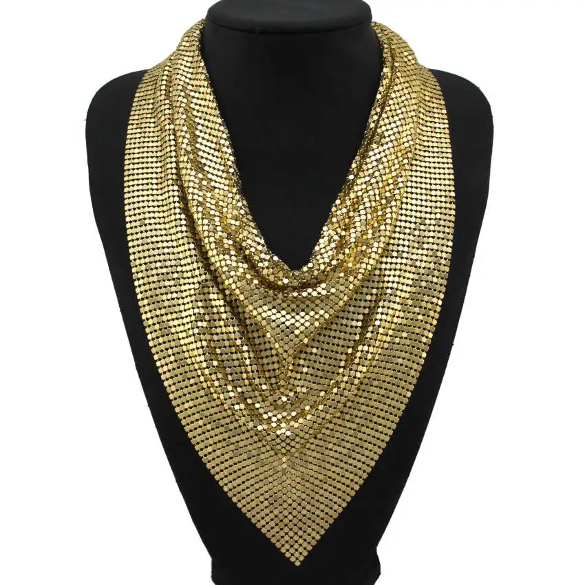 MANILAI Indian Jewelry Shining Metal Slice Collar Choker Necklaces For Women Bohemia Statement Maxi Necklaces CE4404