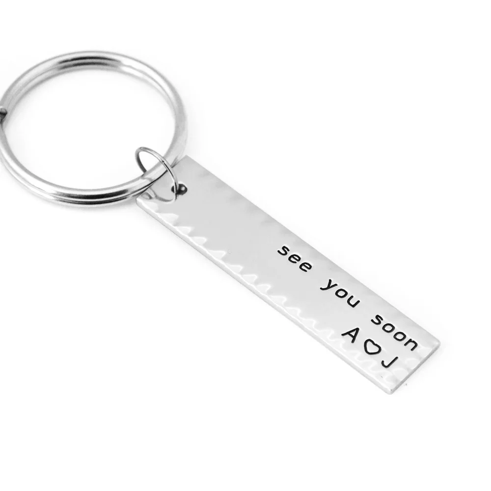 

Engraved Bar Keychain,Custom Initial letters key ring for Couple,see you soon Bar Keychain,Valentine's Day Gift For Lovers