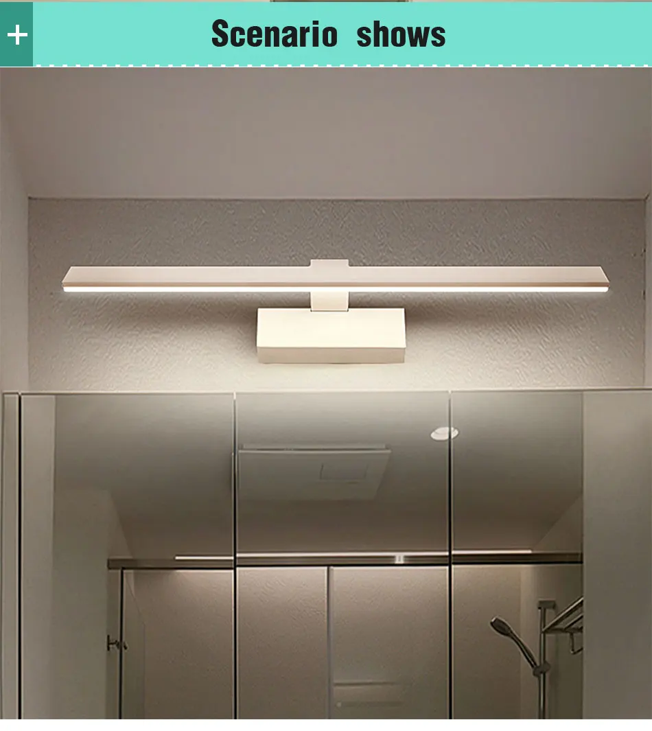 Светодиодный светильник-зеркало, промышленный настенный светильник для ванной комнаты, монтируемый бра 8 Вт из нержавеющей стали, освещение в помещении, макияж, водонепроницаемый