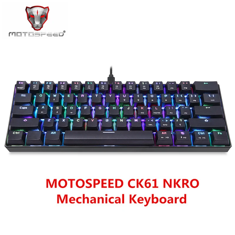 

Motospeed CK61 USB Game Backlit Gamer Mechanical Keyboard With Backlight RGB For Computer Laptop PC Gaming Keycaps Key Cap Board