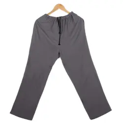 Серый новый хлопок белье Для мужчин брюки китайский Стиль кунг-фу Тай-Чи штаны с эластичной резинкой на талии легкий прямые брюки M-4XL